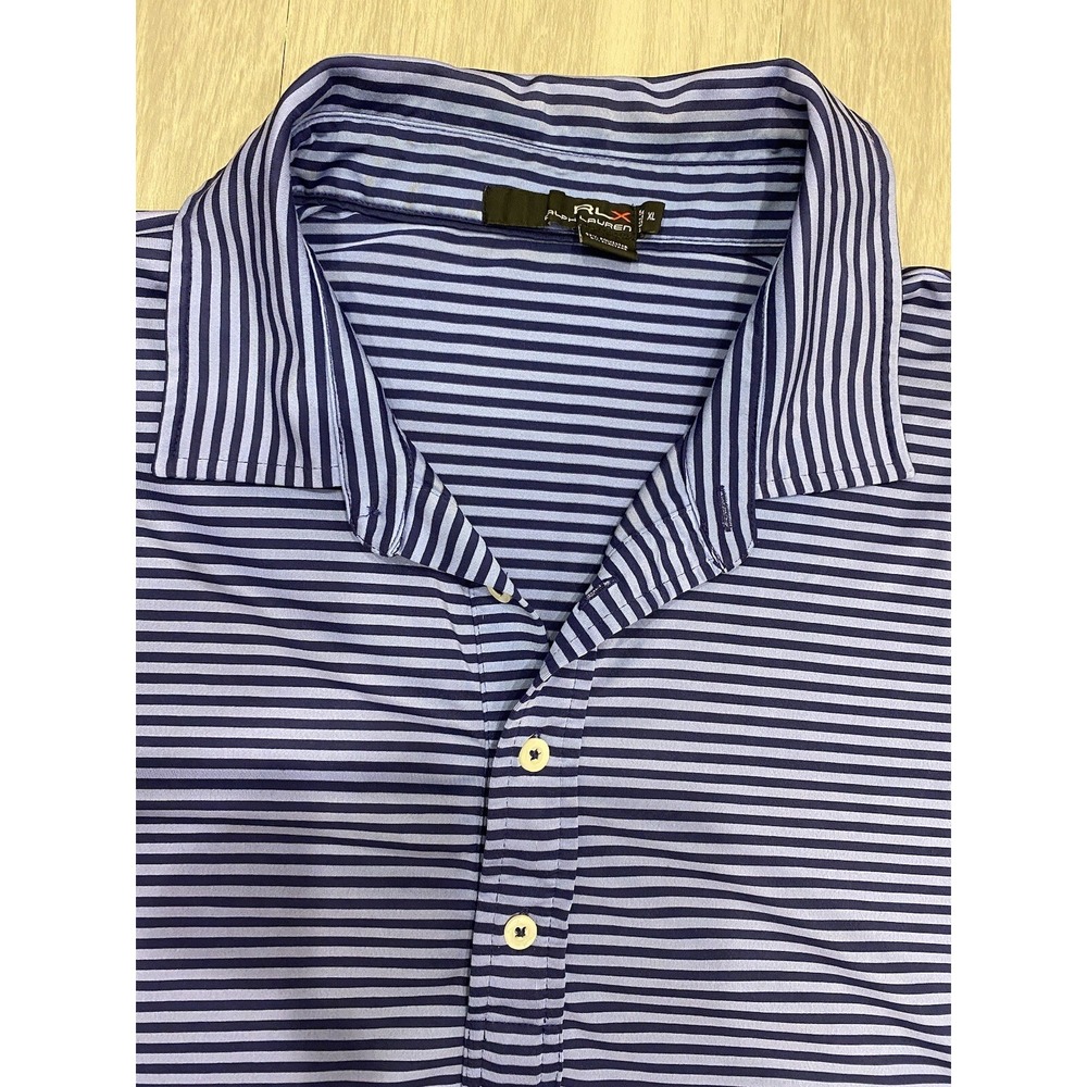 RLX RALPH LAUREN GOLF Men's XL Purple Striped Short Sleeve Performance Shirt